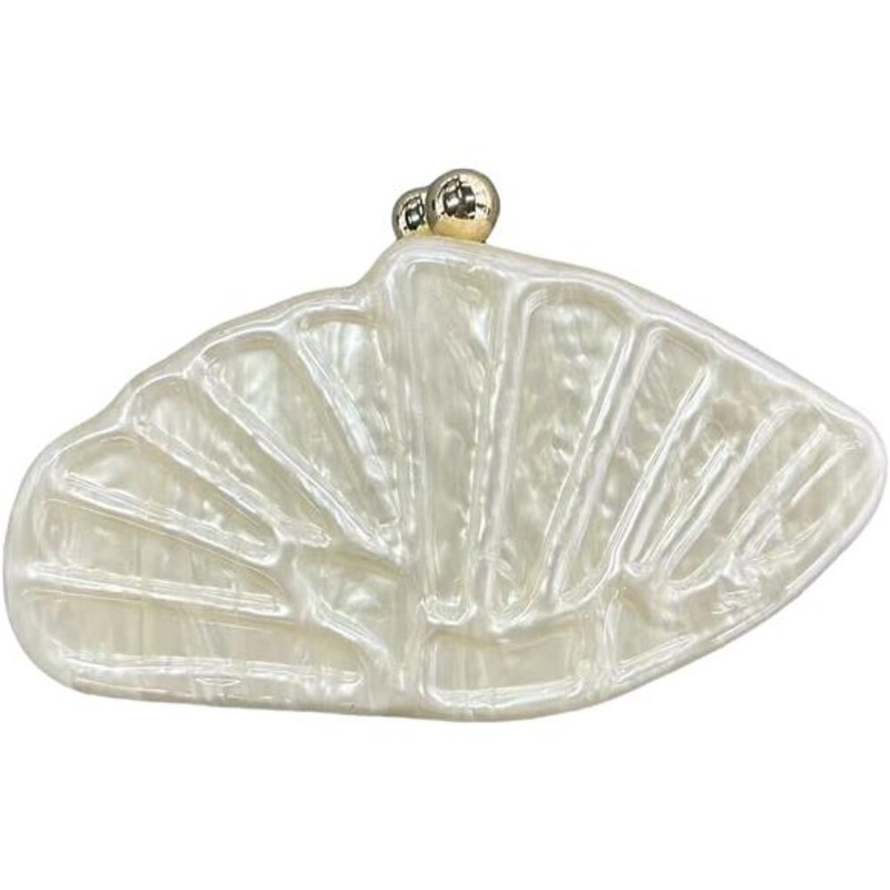 Shell Acrylic Clutch Purse – Elegant Evening Bag with Detachable Chain
